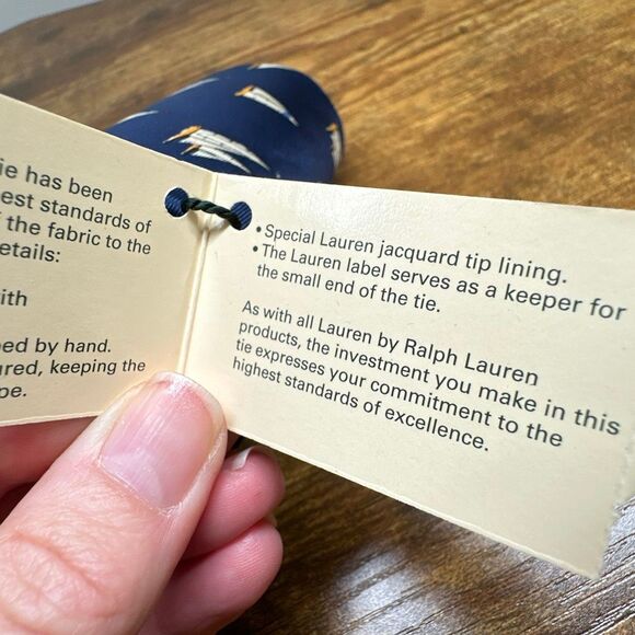 Lauren Ralph Lauren Tie Men's Necktie Sailboat Silk NEW Made in USA Blue - Picture 4 of 9